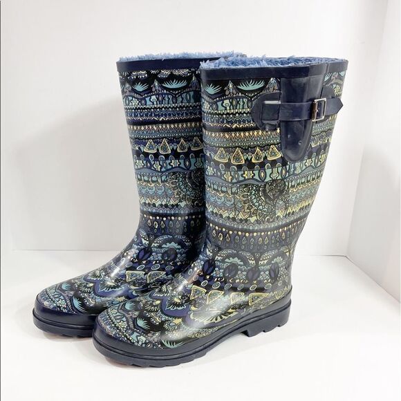 Multi Shade Blue Rain Boots - Picture 1 of 8
